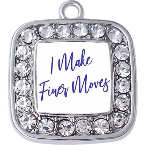 Double Nose metal alloy sticker i make finer moves charm square poster pendant fit society bracelet necklace making student gift