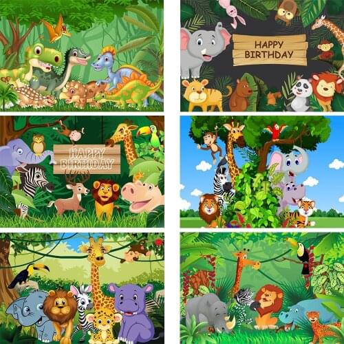Photo Backdrop Jungle Safari Birthday Party Personalized Poster Baby Shower Cartoon Baby Photo Background Photocall Photo Studio