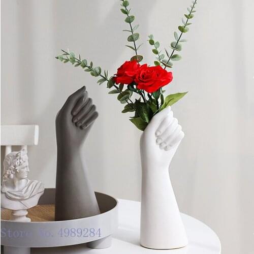 Ceramic vase Abstract human body Arm flower arrangement gesture hand Hold Ceramic handicraft ornaments Home Decoration
