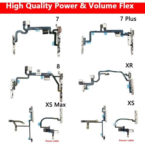 Original New Power Flex For Iphone 8 Plus X XR XS Max Power & Volume Buttons Key Switch Flex With Metal For Iphone 7 atacado