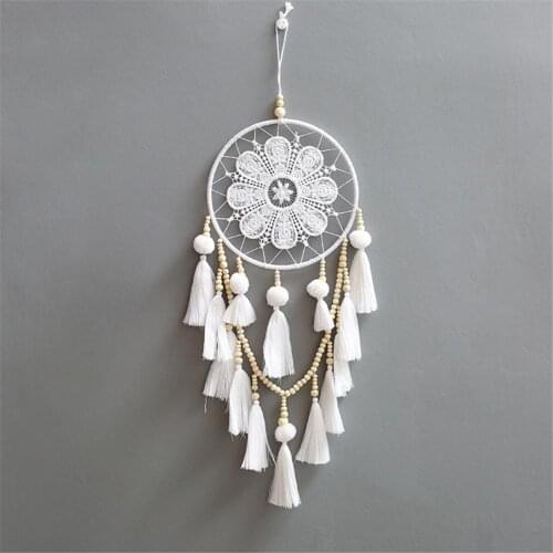 White Color Handmade Dream Catcher Wind Chimes Home Hanging Craft Gift Dreamcatcher Decoration Ornament Car Hanging Decor