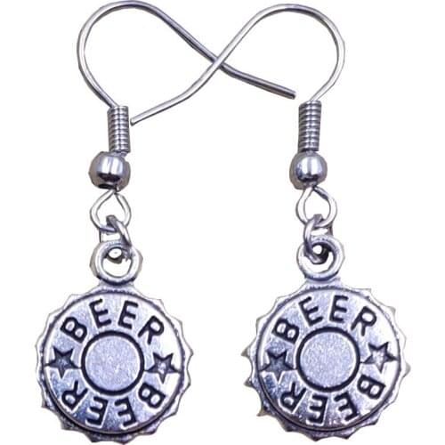 Fashion Unique Antique Retro Alloy Earrings Red Wine Grape Beer Bottle Glass Cap Opener Women Female Birthday Gift AJ036-045