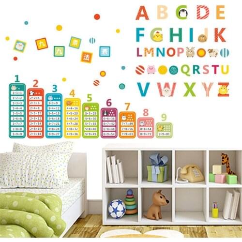 Cartoon animals English alphabet wall sticker for kids room baby nursery teaching tools school home decor wall decal