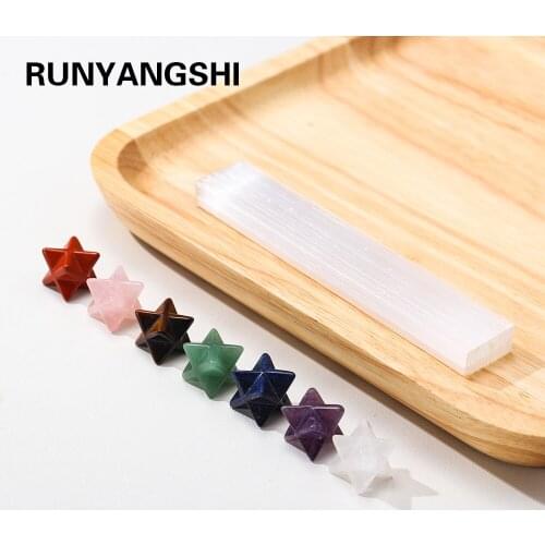 Natural Crystal healing stone Melcaba six pointed star chakra Therapy Stone with Selenite white Gypsum base