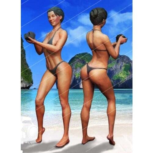 New Unassembled 1/24 75mm modern girl stand with hair Resin Figure Unpainted Model Kit