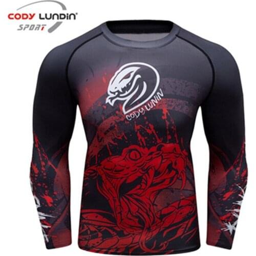 New Mens Fitness Tights Digital Printing Long-Sleeved Running Basketball Training Suit Sportswear T-Shirt Quick Dry Gym Clothing