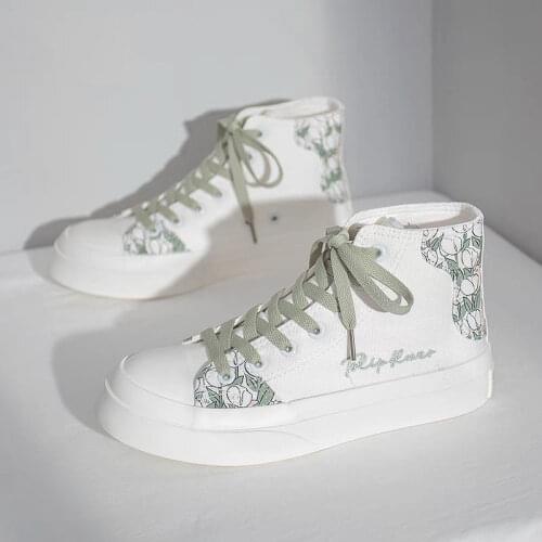 New thin niche design sense small white shoes goddess fairy shoes high top canvas shoes shoes woman canvas shoes for women