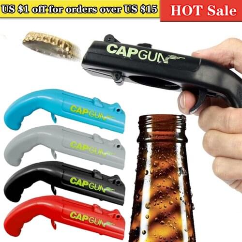 Portable Cap Gun Bottle Opener Beverage Beer Bottle Opener Gun Cap Launcher Bar Tool Drink Opening Shooter Wine Accessories