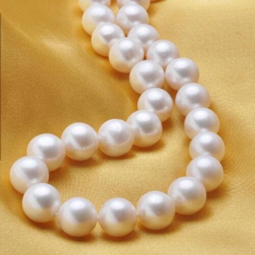 Luxurious 12-13MM circle very bright light large pearl necklace natural pearl really genuine female send mom
