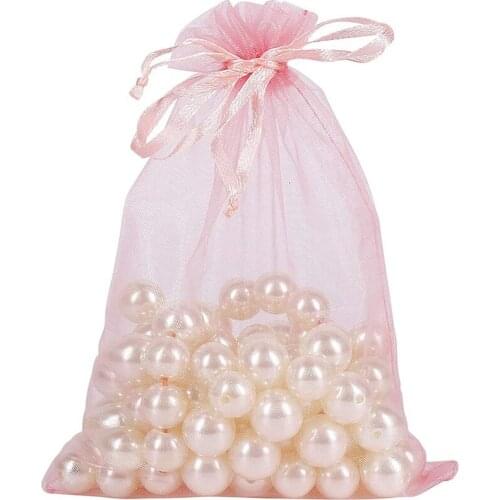 Pink Organza Gift Bags Mesh Wedding Favour Bags With Drawstring For Jewelry Makeup Candy Christmas Festival Packing