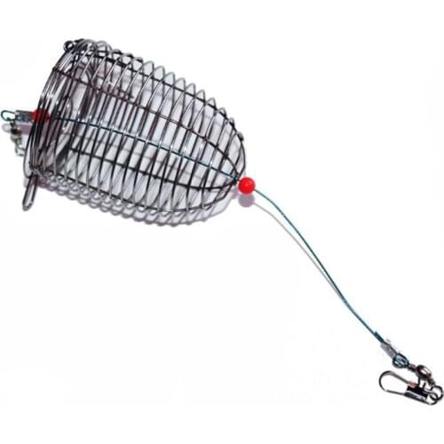 1/ 5pcs Fishing Lure Cage Bait Cage Fishing Trap Basket Feeder Holder Stainless Steel Wire Fishing Lure Cage Fishing Tools