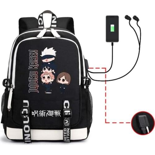 Jujutsu Kaisen Anime Printed Backpack USB Black Computer Men Women Travel Daypack Student School Bookbag Casual Shoulder Bags