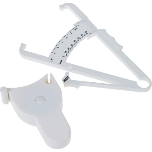 2Pcs/Set White Body Fat Caliper Measure Tape Tester Fitness For Lose Weight Portable Body Building Fitness Equipmnet