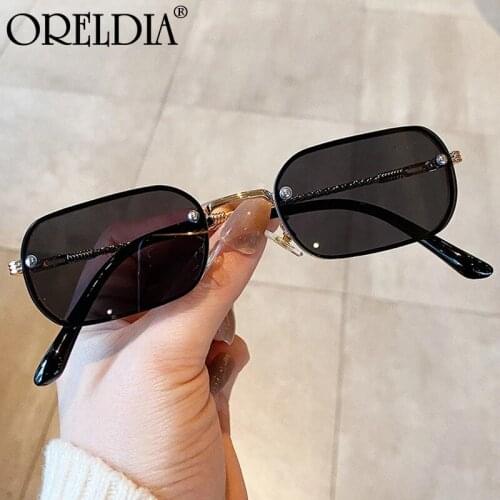 2021 New Fashion Small Square Sunglasses For Women Vintage Alloy Black Red Gradient Sun Glasses Men Retro Punk Hip Hop Eyewear