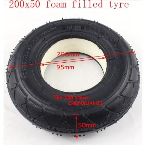 Good quality Solid Tubeless Tire 200 x 50 (8x2) solid/foam filled tire 200x50 for Razor E100 E125 E200 Scooter
