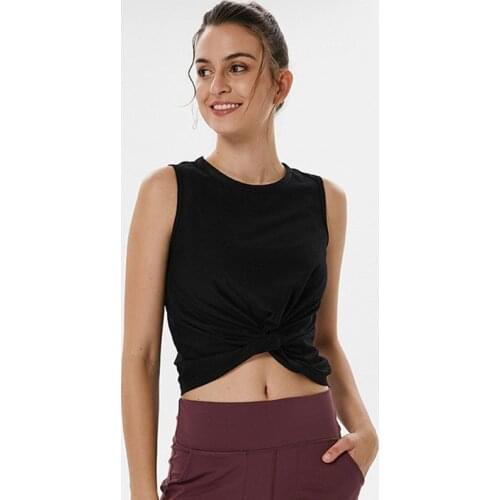 Twist Design Sport Tank Top Fitness Crop Top Women Comfortable Cotton Running Vest Workout Gym Tank Vest Yoga Shirt Crop Top