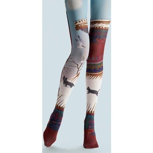 VP Unique stockings Snowy day cat pattern Tights High-quality Silk stockings 1 order=1pc