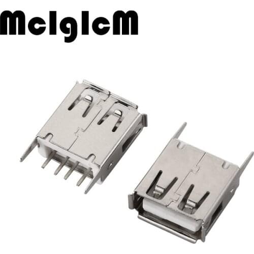 USB 2.0 4Pin Length 13.0/13.7/15.0mm A Type Female Socket Connector Curly Mouth Straight Foot Data Transmission Charging