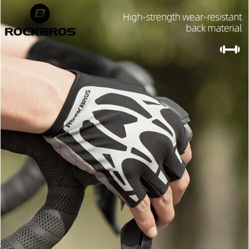 ROCKBROS Bicycle half Gloves MTB Road Bike glove Outdoor Sport Spring Summer For Running Half Finger Cycling Men Women Gloves