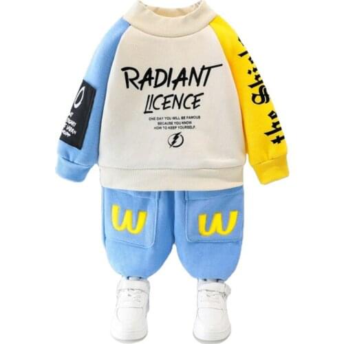 Spring Autumn Kids Cartoon Clothes Baby Girls Boys Cotton Sweatshirt Pants Infants Letter Clothing Children Fashion Sport Suits