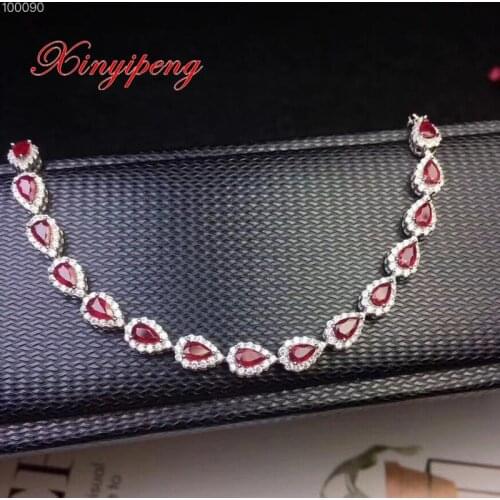 Xin yi peng 925 silver inlaid natural ruby bracelets, women bracelet, exquisite fashion, anniversary gift