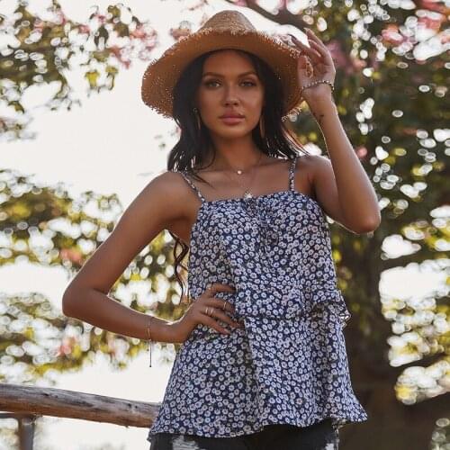 2021 Summer New Women Romantic Holiday Style Top Bohemian Holiday Floral Print Womens Clothing Cold Shoulder Tops