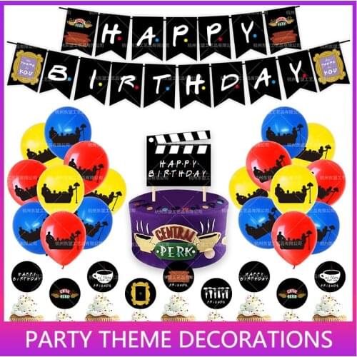 1SET Friends Tv Show Themes Happy Birthday Banner Birthday Party Decorations Balloons Cake Topper Happy Birthday Garland Flags