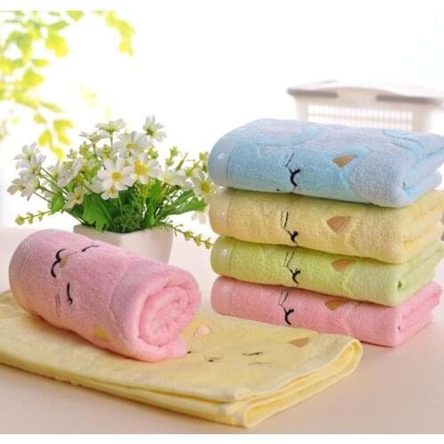 1pcs Children Cute Towel Cotton Bamboo Fiber Lovely Baby Supplies Soft Washcloth Bath Towel Feeding Cloth Baby Newborn Infa M3F4