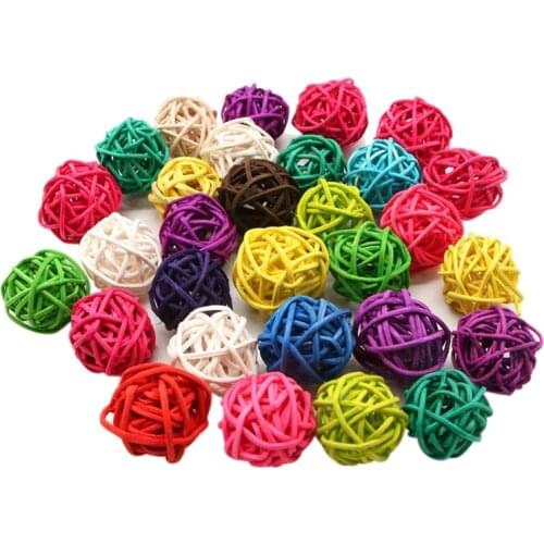 10pcs 4cm Birds Toy Rattan Balls Parakeet Chewing Toys Pet Table Wedding Party Decorative Crafts Hanging DIY Accessories