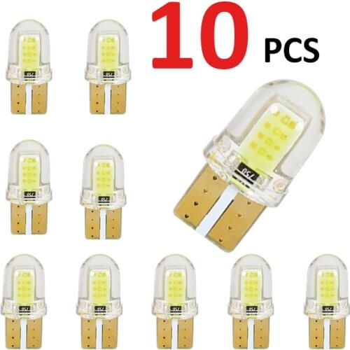 10Pcs Auto T10 Led Cold White 194 W5W LED 168 COB Silica Car Super Bright Plate Light Lamp Bulb Turn Side License DC 12V