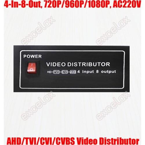 1080P 960P 720P 4CH In 8CH Out AHD CVI TVI CVBS Video Distributor 4-8 Splitter Desktop Mount for Analog HD CCTV Security System