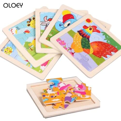 2/3/4 Years Old Simple Animal Cartoon Puzzle Toys For Early Education Montessori Children Games Kids Wooden Educational