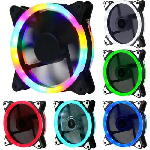 Mute Double-sided Aperture LED RGB Light Heat Dissipation PC Case Cooling Fan