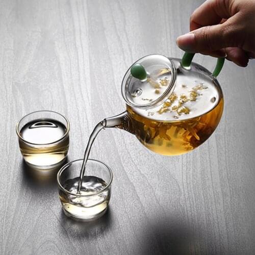 High Borosilicate Heat-resistant Glass Teapot Chinese Glass Teapots Household High Handle Transparent Flower Coffee Glass TeaPot