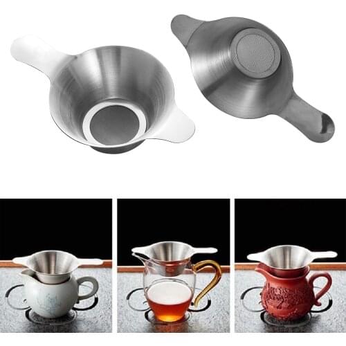 Stainless Steel Tea Strainer Fine Mesh Chinese Kungfu Tea Leaf Funnel Filter Kitchen Accessories Funnel Filter for Tea & Coffee