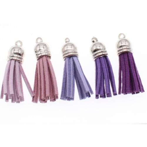 CHONGAI 20pcs 38mm Fiber Fringe Suede Tassel Key Chains For DIY Jewelry Accessories