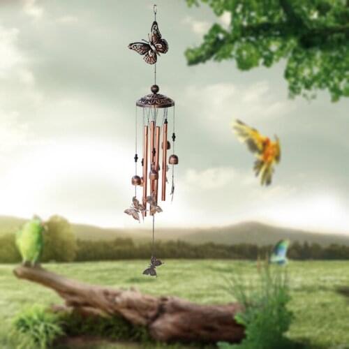 Retro Style Iron Art Wind Chimes Garden Patio Outdoor Wall Hanging Ornament Creative Butterfly Metal Wind Bells Home Decor