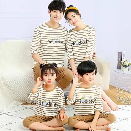 Children Pajamas Suits Sister Brother Family Pijama Suits Mom Dad Clothes Set Sotton Nightwears for Boys and Girls Homewears