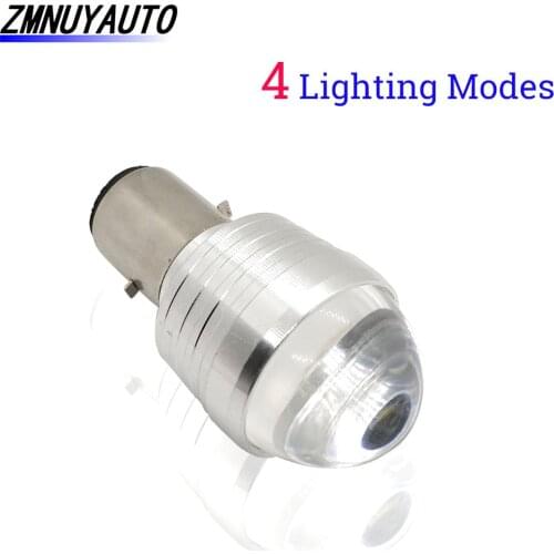 H4 BA20D Motorcycle Headlight Led Flash Strobe Lights High/Low Beam 1200Lm Moto Scooter Motorbike ATV Headlamp White+Red 12V