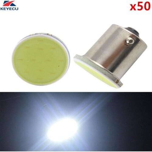 KEYECU 50 Pack White S25 1156 BA15S 1157 BAY15D COB Chips 12SMD LED Car Stop Tail Turn Brake Light Bulb Lamp