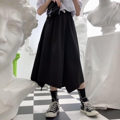 Korean Harajuku hip hop new black irregular Ulzzang Vintage long skirt casual fashion empire ins fun punk short female skirt
