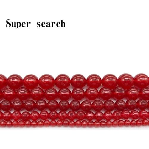 Natural Stone bright red Chalcedony Jades Round Loose Beads 4 6 8 10 12MM Fit DIY Bracelet&Necklace Jewelry Making Part