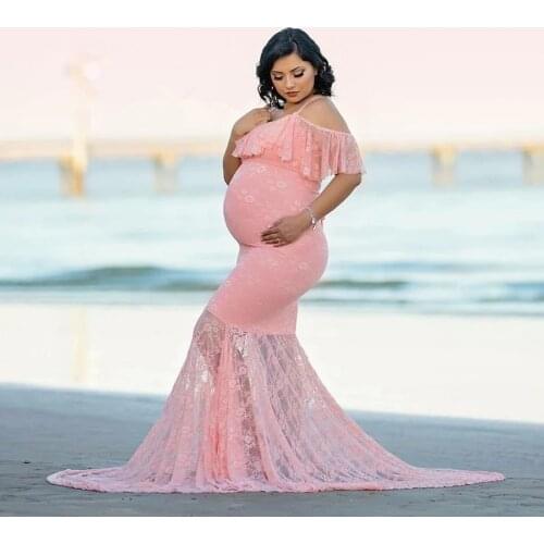 NEW 2020 Lace Maternity Photography Props Dresses For Maternity Dresses For Photo Shoot Pregnancy Dresses umstandskleid dress