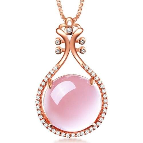 Popular 925 Silver Mosaic Pink Crystal Round Dangle Pendant Trendy Fashion Charm Jewelry Accessories Gifts for Her Women
