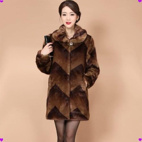 Concise Womens Mink Coat Leather And Fur Dress Long Mink Hair Loose Coat