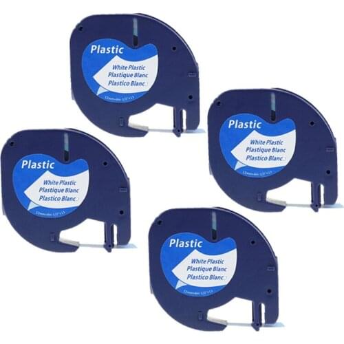 LT 91331 Label Tape Compatible DYMO Letratag Plastic Black on White 12mm*4m Adhesive Marker Maker Labelmanager Printe ribbon