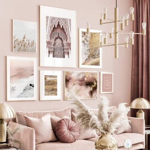 Morocco Marrakech Grass Pastel Waves Abstract Nordic Poster Wall Art Print Canvas Painting Decoration Pictures For Living Room