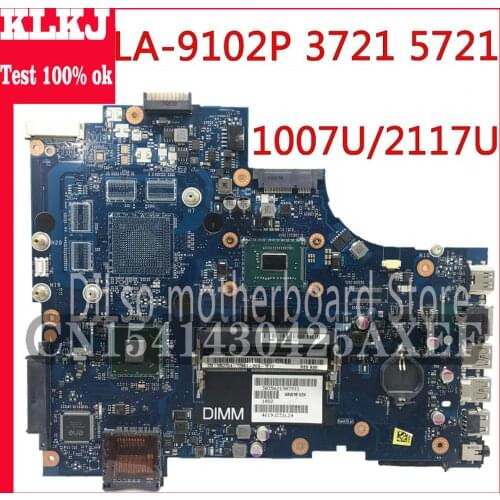 KLKJ VAW11 LA-9102P For DELL Inspiron 17 3721 17.3 Laptop Motherboard 0NJ7D4 NJ7D4 VAW11 LA-9102P Dual-core 1007U/2117U Original