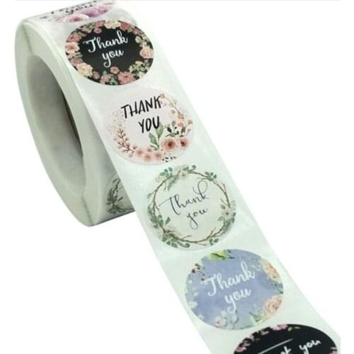500pcs/roll Thank You Stickers Handmade Sticker Circle Stationery Thank You For Your Order Seal Labels Thank You Sticker