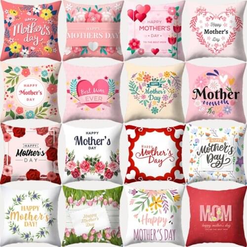 Mothers Day Pillowcase Pink Cushion Cover 45X45 Flower Decorative Throw Pillows Sofa Cushions Pillow Covers Home Decor Love Mom